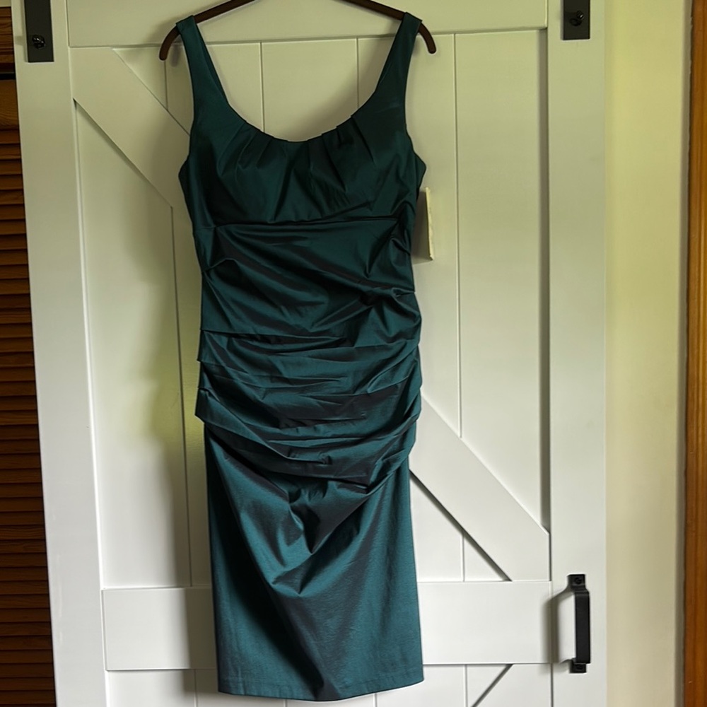 Signature by Sangria Green Rouched Dress